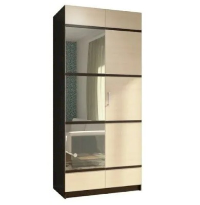 Двухдверный шкаф Эва ШК-023 с ПВХ-декором и зеркалом (Стиль)